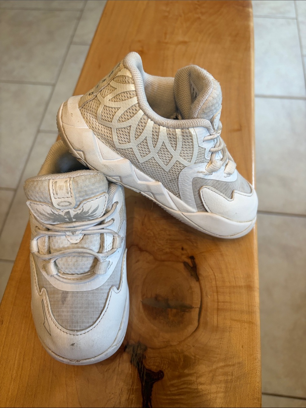 Puma Kids White and Light Gray Athletic Sneakers